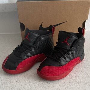 Nike Jordan 12 Retro (TD) Black and Red Jordan Basketball Shoes 9T